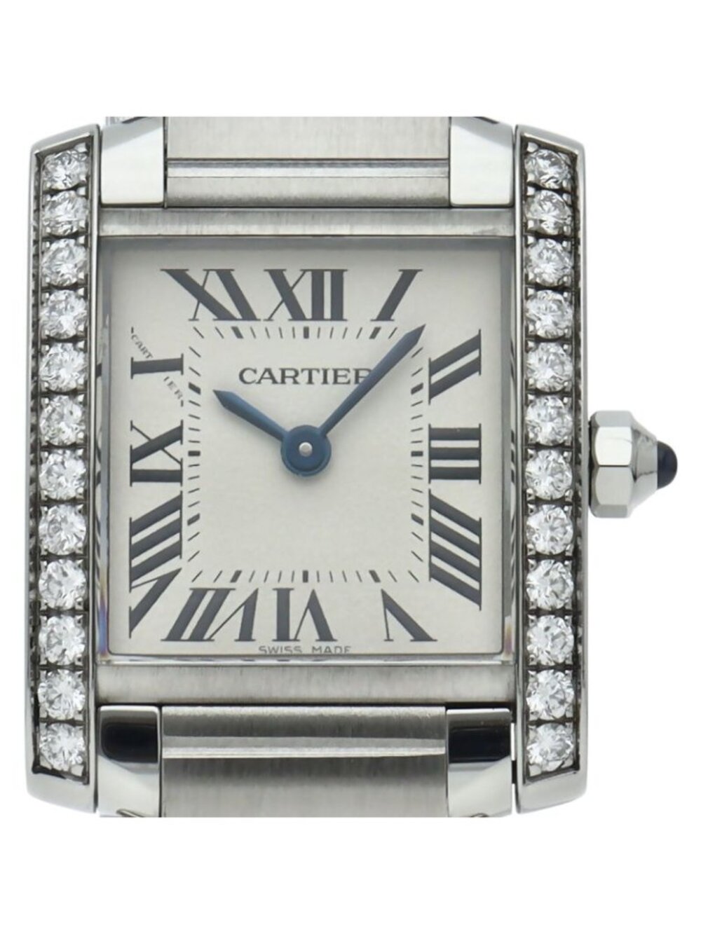 Cartier Tank Francaise SM Watch Diamond Bezel 4 SS Silver